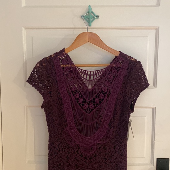 NWT Nanette Lepore Crochet Cocktail Dress in gorgeous shade of Plum - Picture 2 of 8